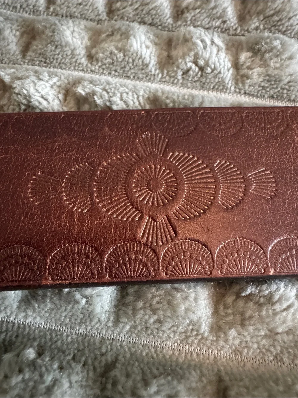 Banana Republic Brown Leather Belt with Decorative Black Floral Buckle